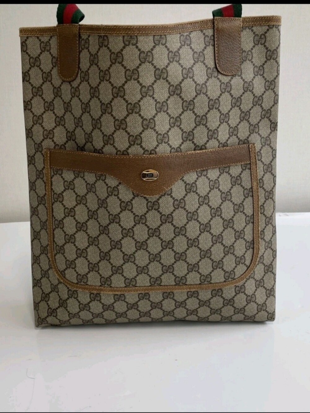 Vintage Gucci GG Sherry Canvas Brown Tote Bag